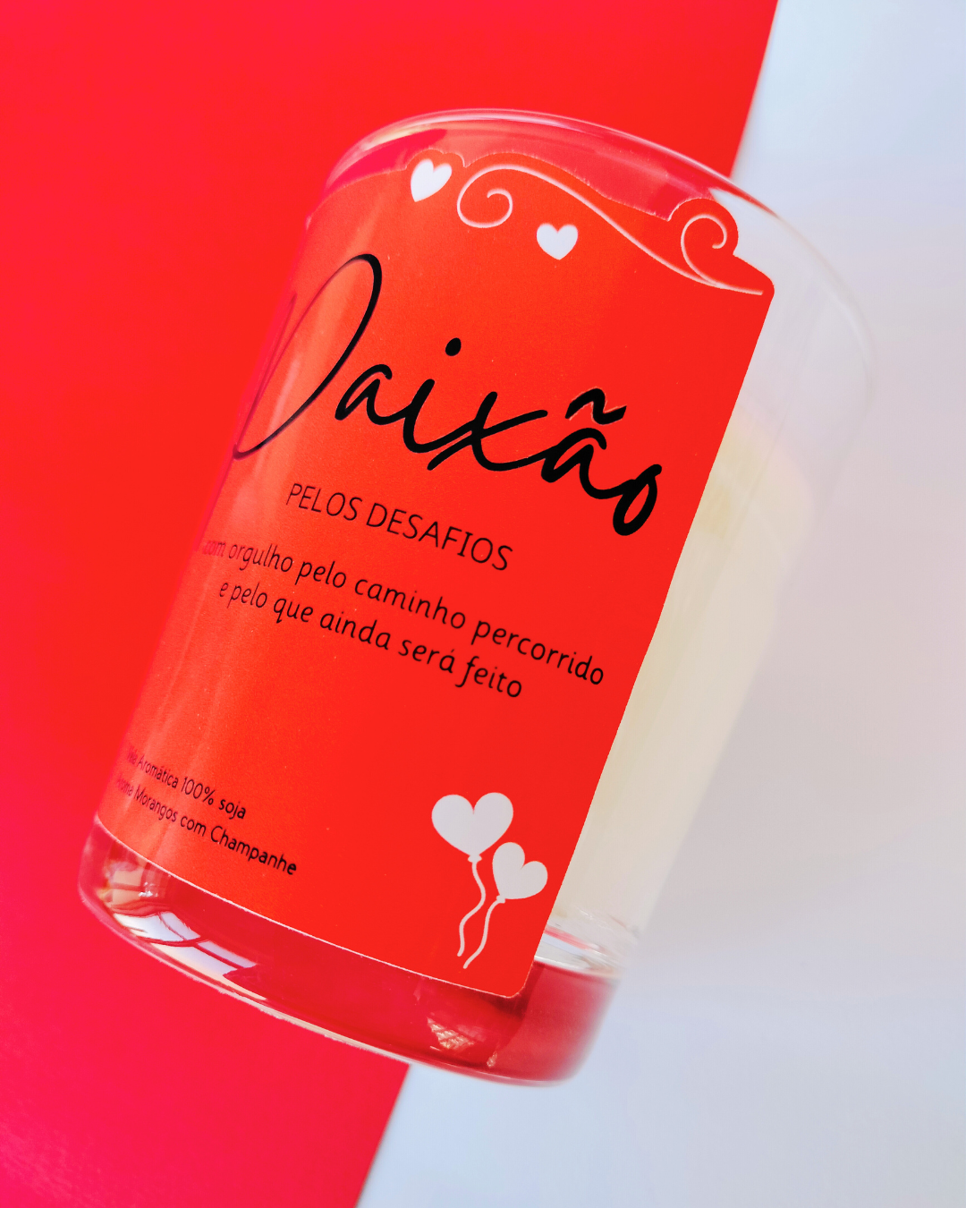 Vela Aromática Paixão | Presente Romântico com Aroma Morangos e Champanhe