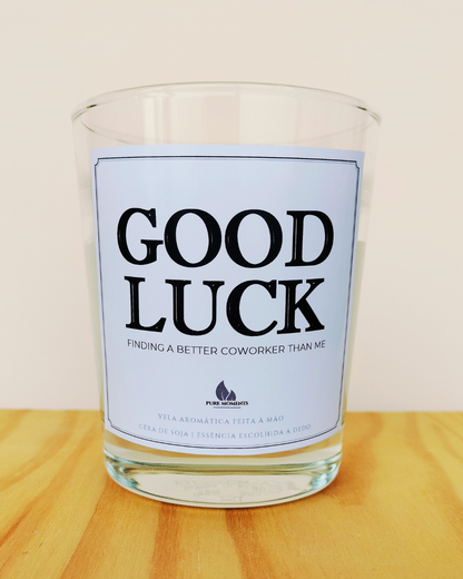 Vela “Good luck” – Presente divertido para colegas top