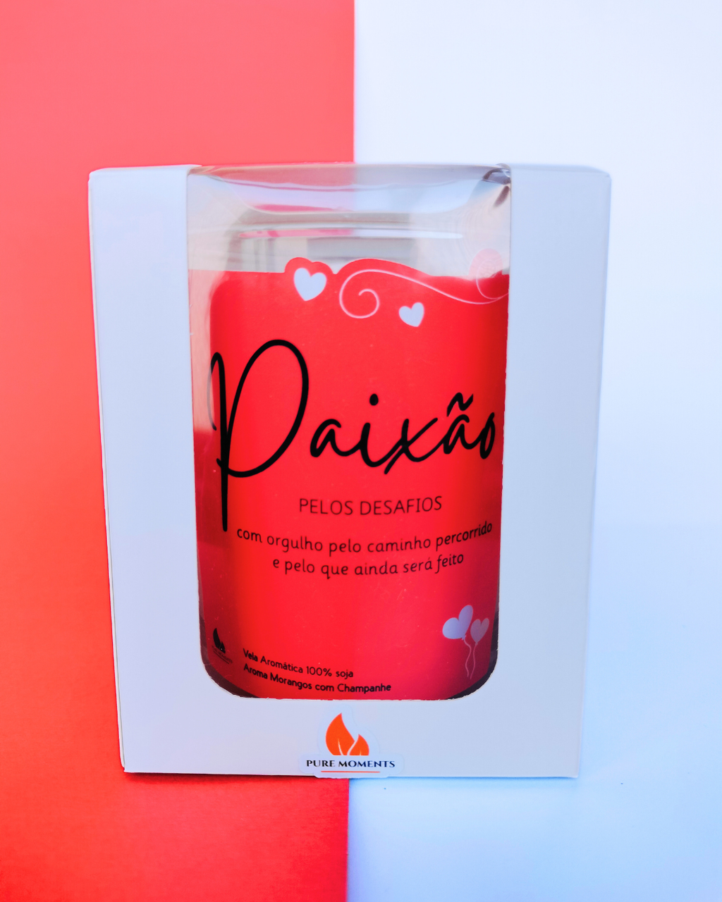 Vela Aromática Paixão | Presente Romântico com Aroma Morangos e Champanhe