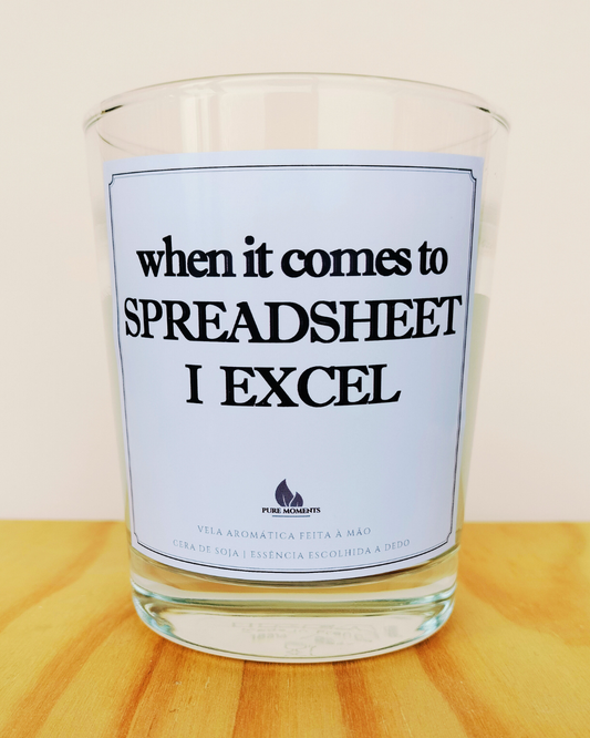Vela “I excel at spreadsheets” – Presente geek e divertido para amantes de Excel