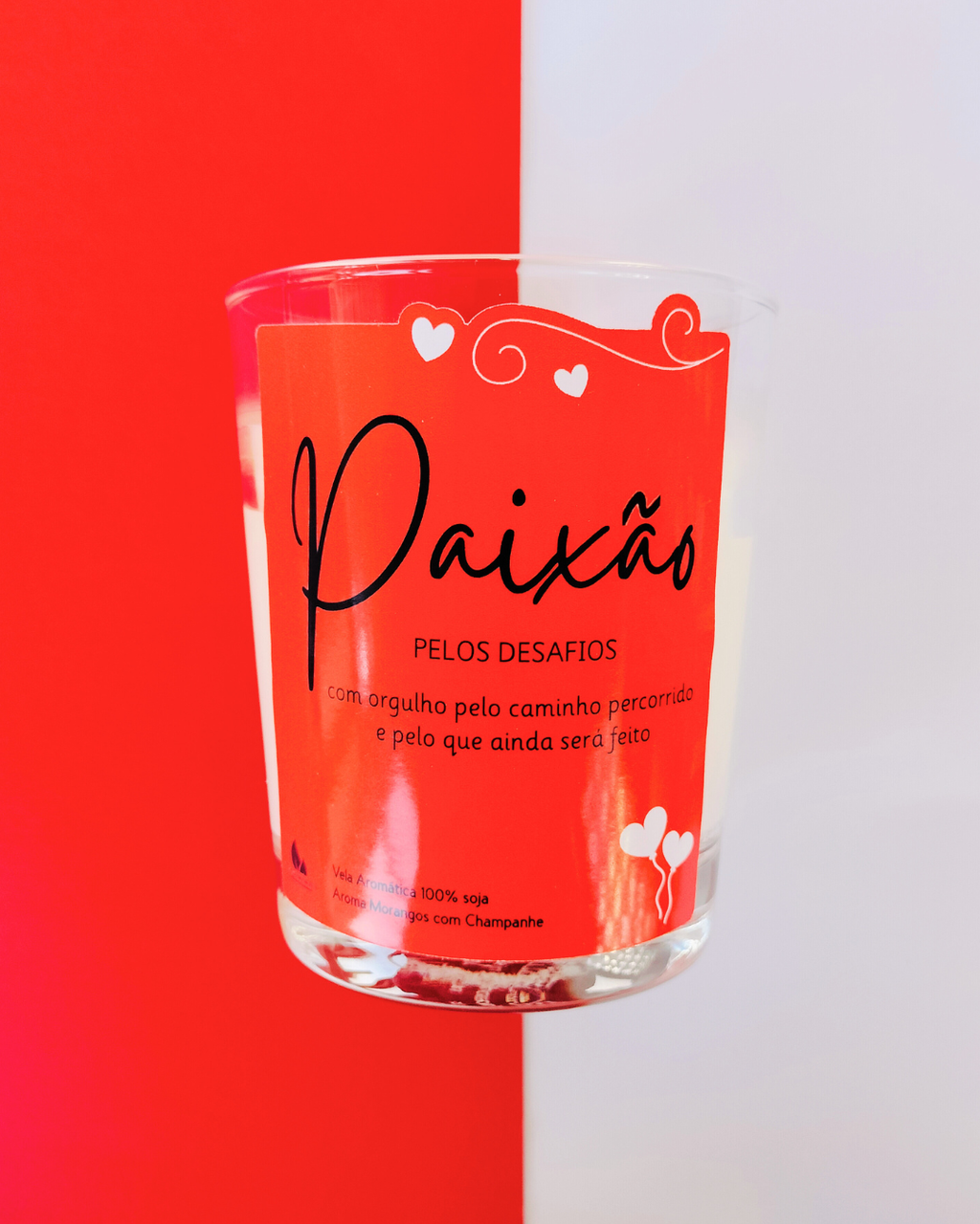 Vela Aromática Paixão | Presente Romântico com Aroma Morangos e Champanhe