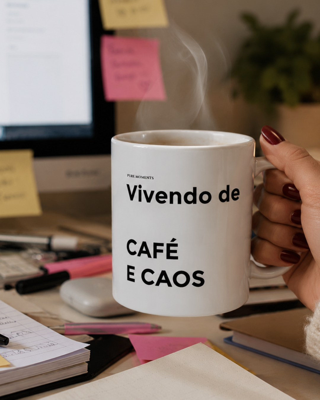 Caneca VIVENDO DE CAFÉ E CAOS